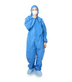 Blue Disposable Coveralls with Hood