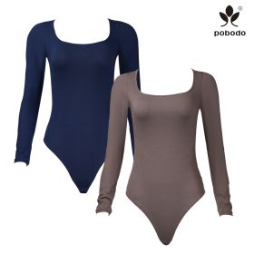 Square Collar Long Sleeved Frosted Warm Jumpsuit (Option: Tibetan blue x coffee color-Xl)