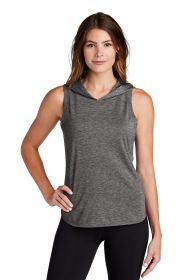Sport-Tek Ladies PosiCharge Tri-Blend Wicking Draft Hoodie Tank LST410 (Color: True Red/ Dark Grey Heather, size: XS)