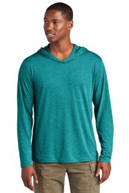 District Perfect Tri Long Sleeve Hoodie DM139 (Color: Heathered Teal, size: 2XL)
