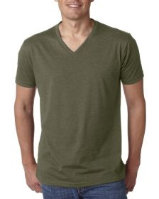 Next Level Apparel 6240 Men's CVC V-Neck T-Shirt (Color: Military green, size: L)