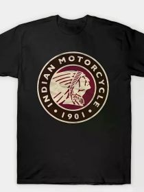 Vintage-Inspired Indian Motorcycle 1901 Graphic Tee - Men's Cotton Casual T-Shirt, Breathable (Color: Black, size: XXXL)